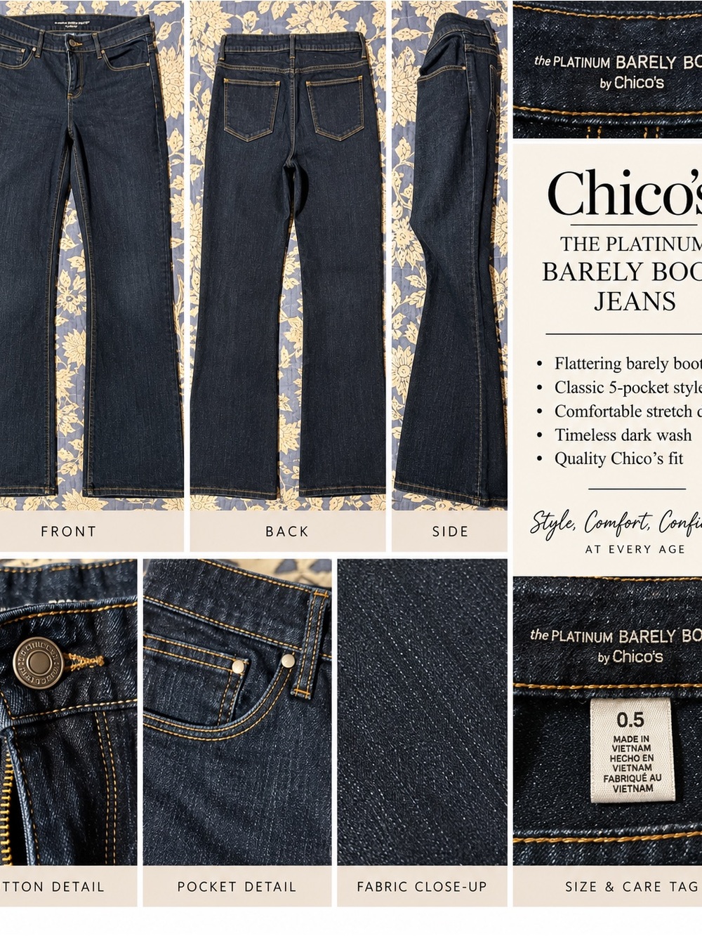Chico's Dark Indigo Boot-Cut Jeans